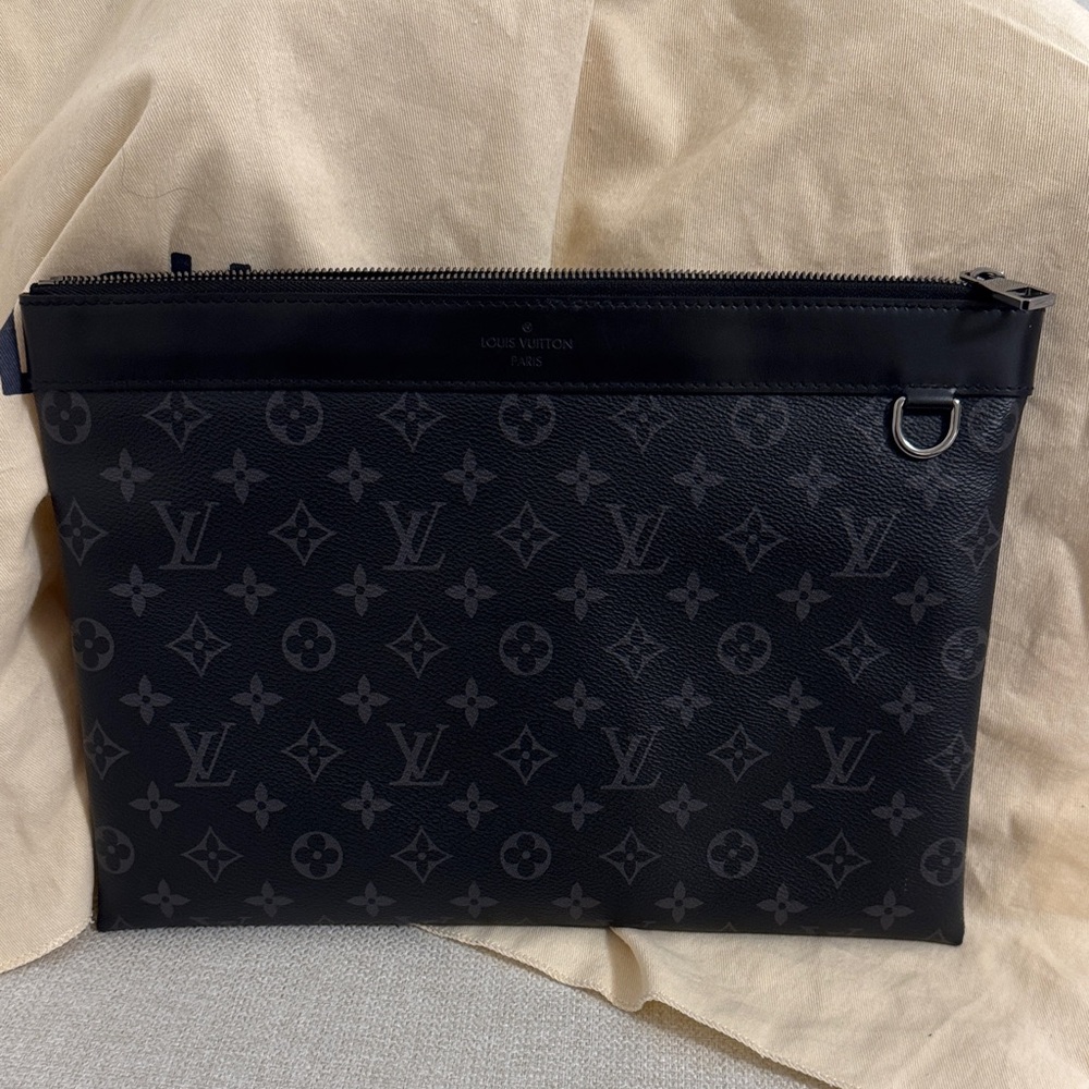 Louis Vuitton Black and Gray Monogram Men’s Pouch